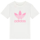 طقم شورت بنات بالشعار باللون الأبيض والوردي, 3, hi-res