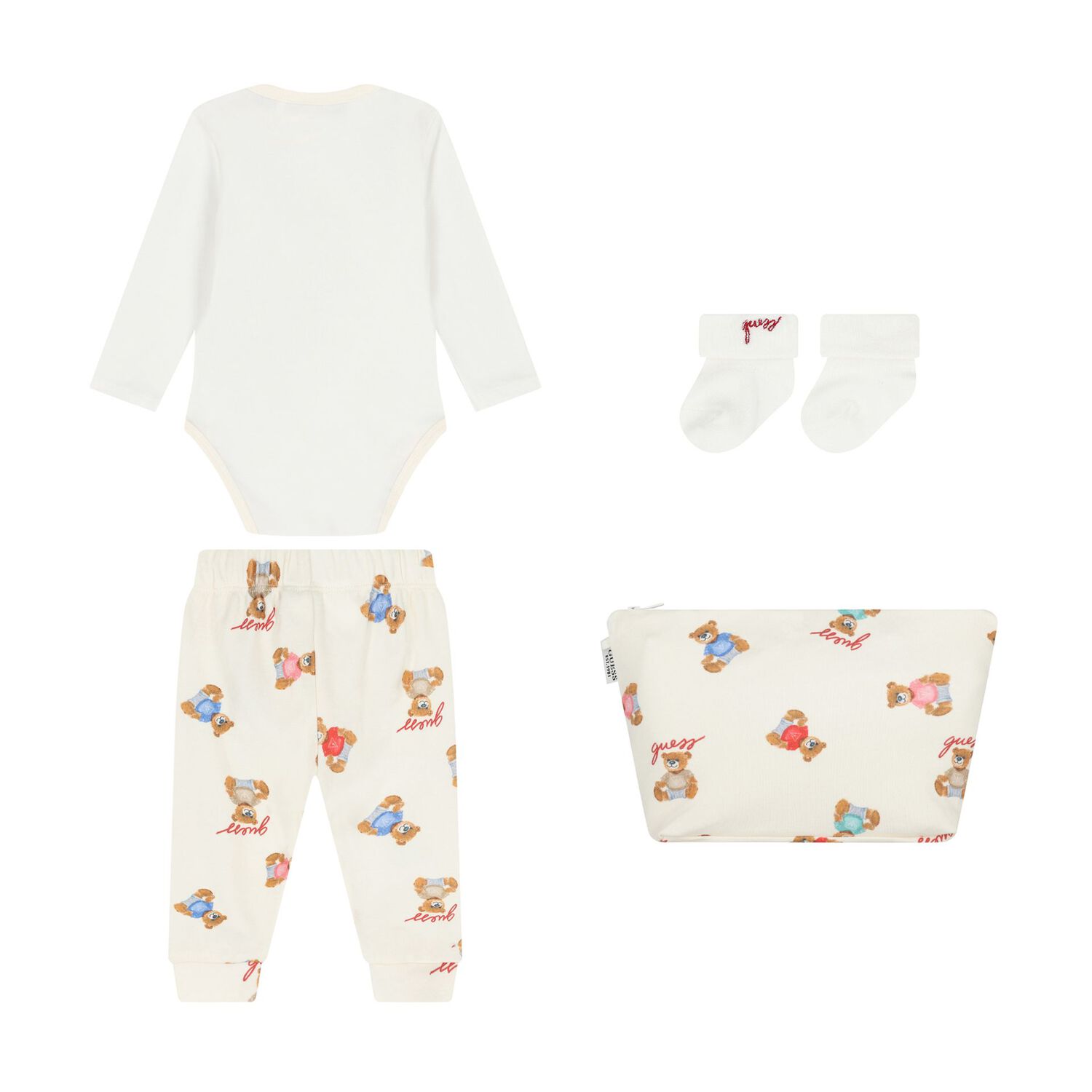Ivory & White Teddy Bear Bodysuit Set, 1, hi-res