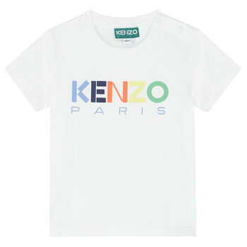 Younger Boys White Logo T-Shirt