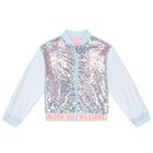 Girls Blue & Pink Sequin Zip Up Top, 1, hi-res