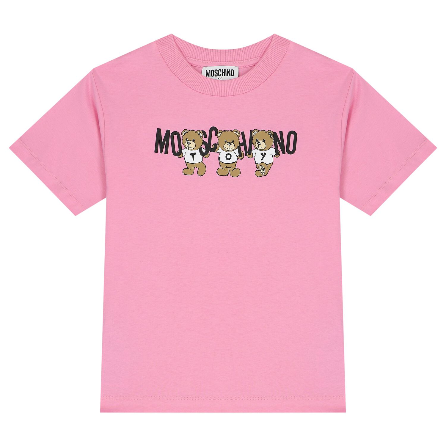 Girls Pink Teddy Bear Logo T-Shirt, 2, hi-res