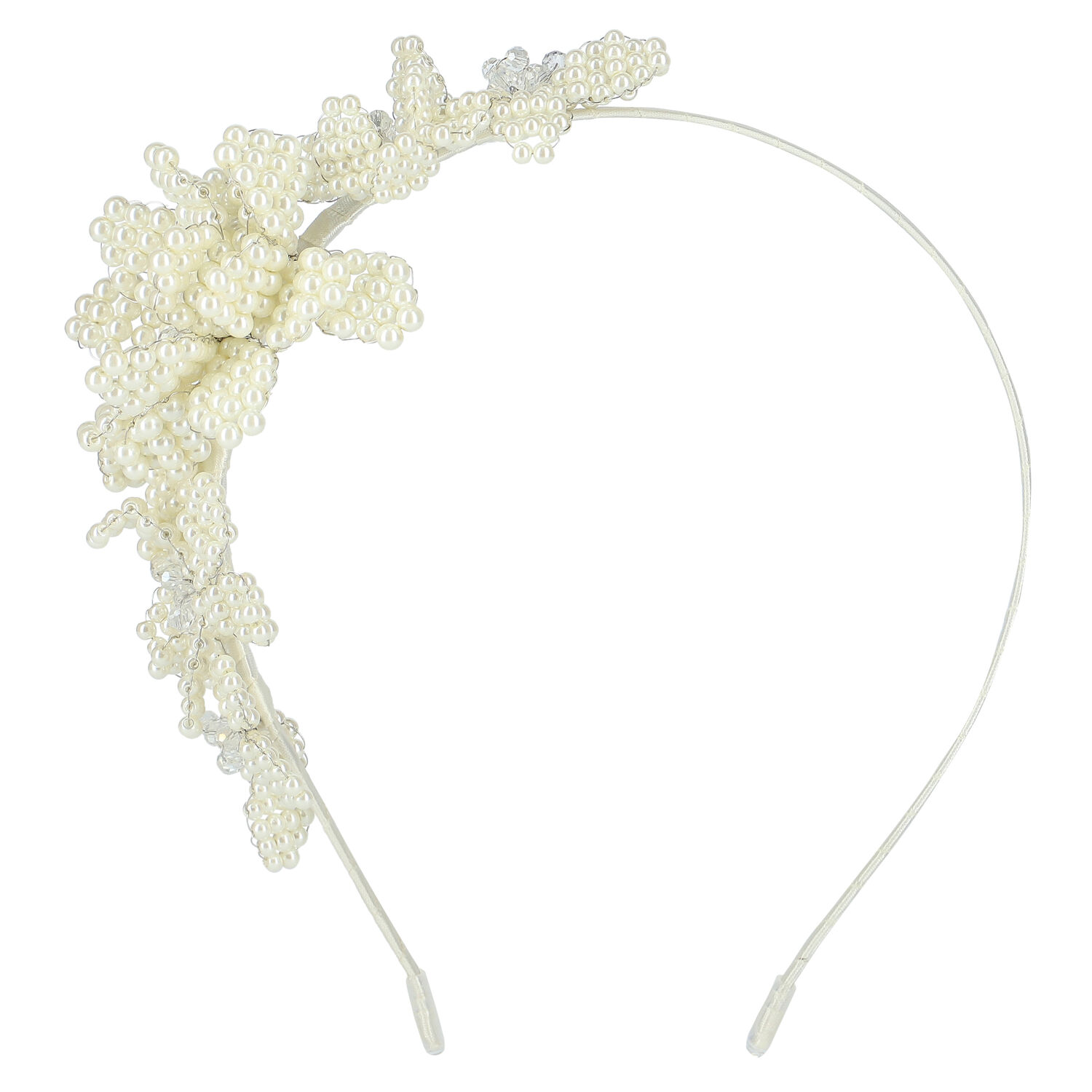 Girls Ivory Pearl & Crystal Beaded Headband, 1, hi-res image number null