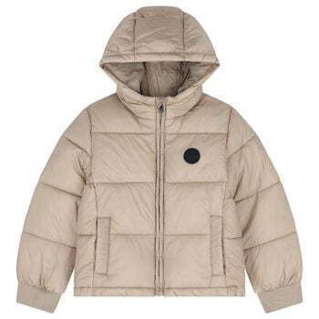 Boys Beige Quilted Puffer Jacket
