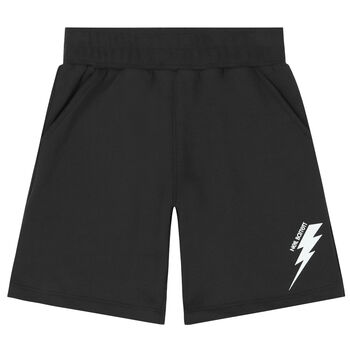 Boys Black Thunderbolt Logo Shorts