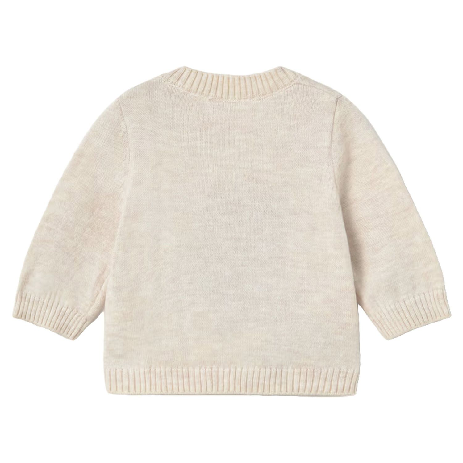 Baby Boys Beige Teddy Bear Knitted Jumper, 3, hi-res