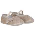 Baby Girls Beige Velvet Pre Walker Shoes, 2, hi-res