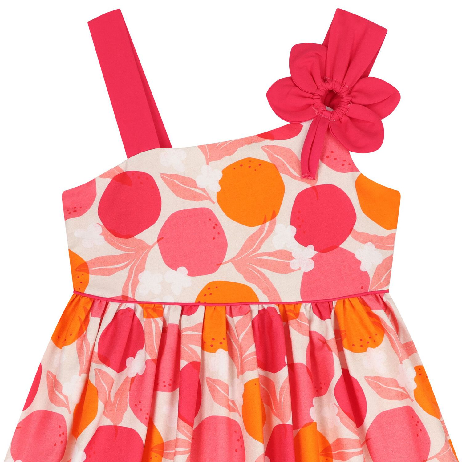 Girls Pink & Orange Flower Dress, 1, hi-res