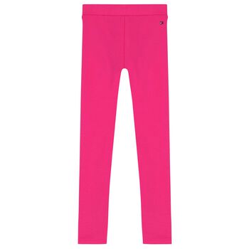 Girls Pink Logo Leggings