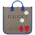 Girls Beige GG Supreme Floral Tote Bag ( 39cm ), 1, hi-res