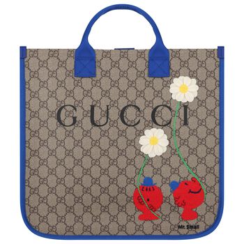 Girls Beige GG Supreme Floral Tote Bag ( 39cm )