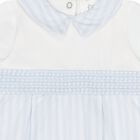 Baby Boys White & Blue Striped Romper, 1, hi-res
