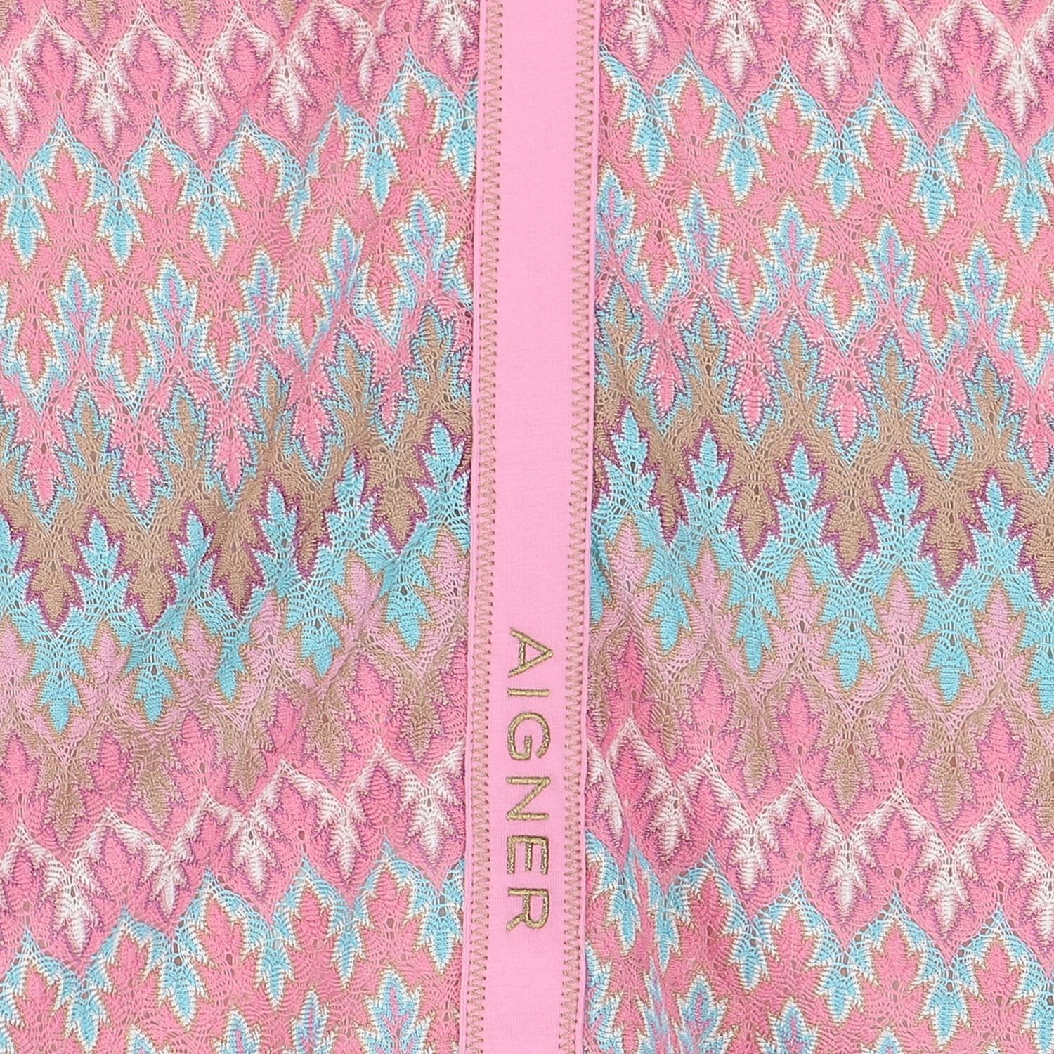 Girls Aqua & Pink Lace Dress, 1, hi-res