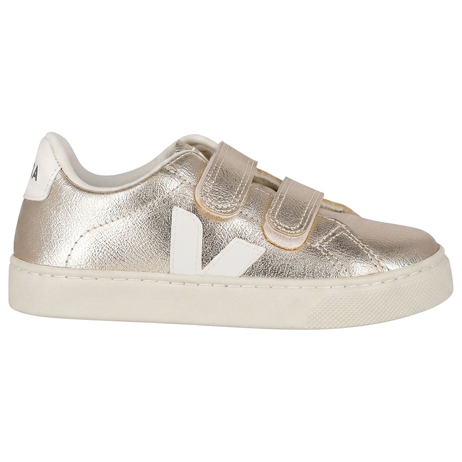 Gold & White Leather Trainers , 1, hi-res