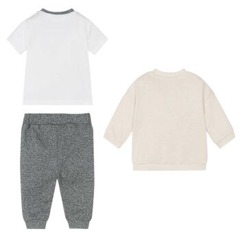 Baby Boys Grey & Beige Tracksuit Set