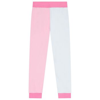Girls Pink & White Logo Joggers