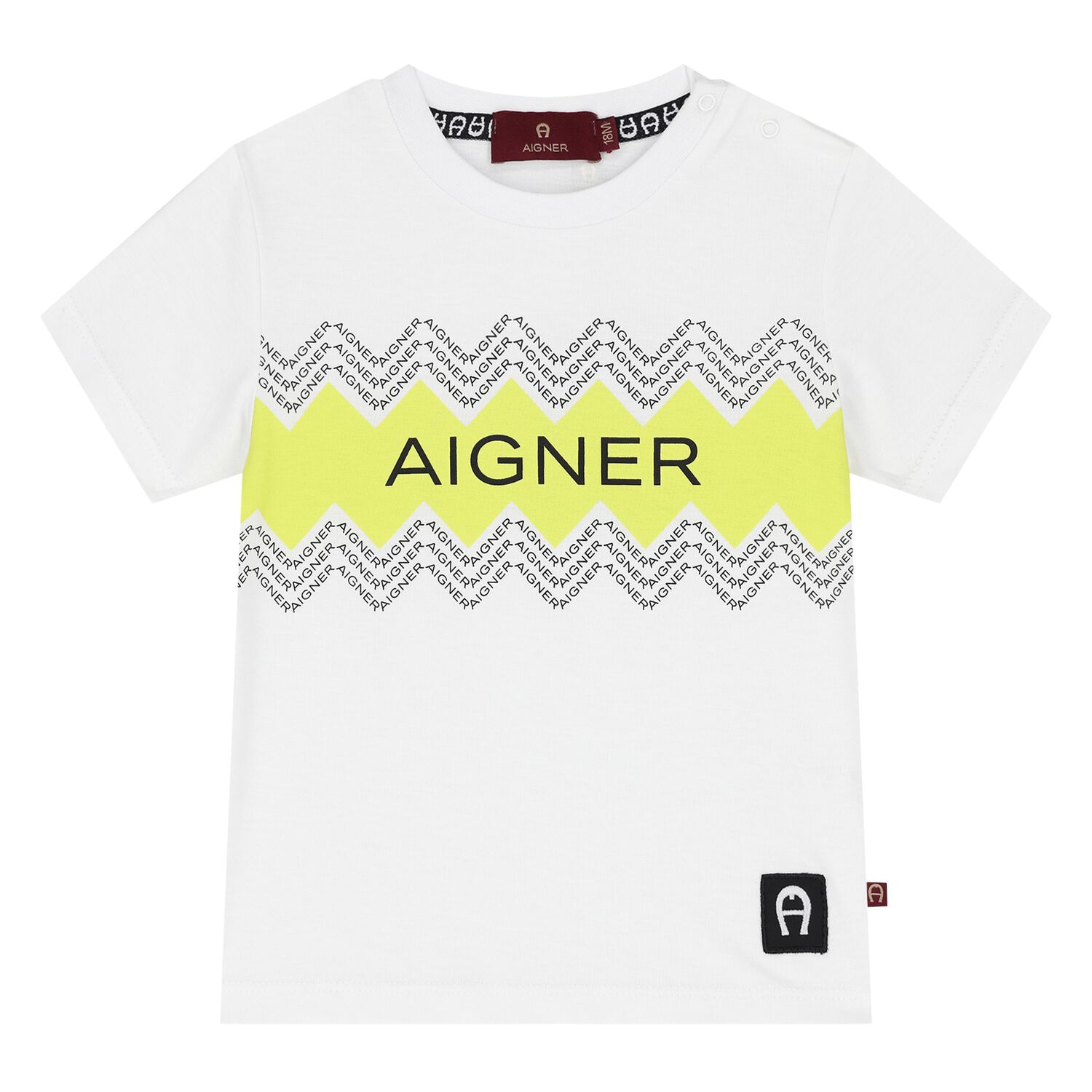 Younger Boys White & Yellow Logo T-Shirt, 1, hi-res image number null
