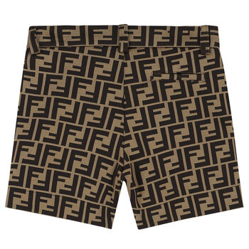 Boys Beige FF Logo Shorts