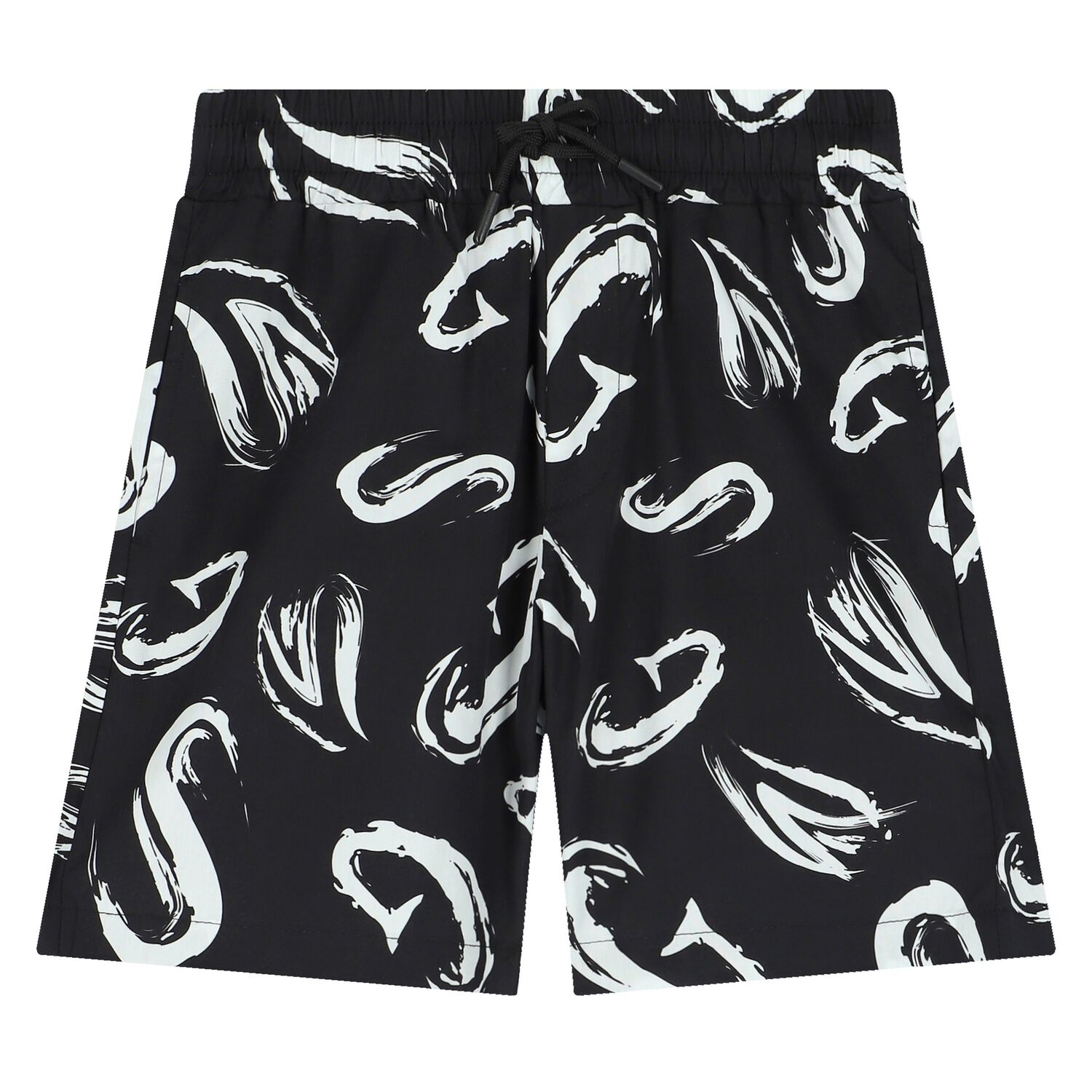 Boys Black Logo Shorts, 2, hi-res