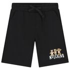 Boys Black Teddy Bear Logo Shorts, 5, hi-res