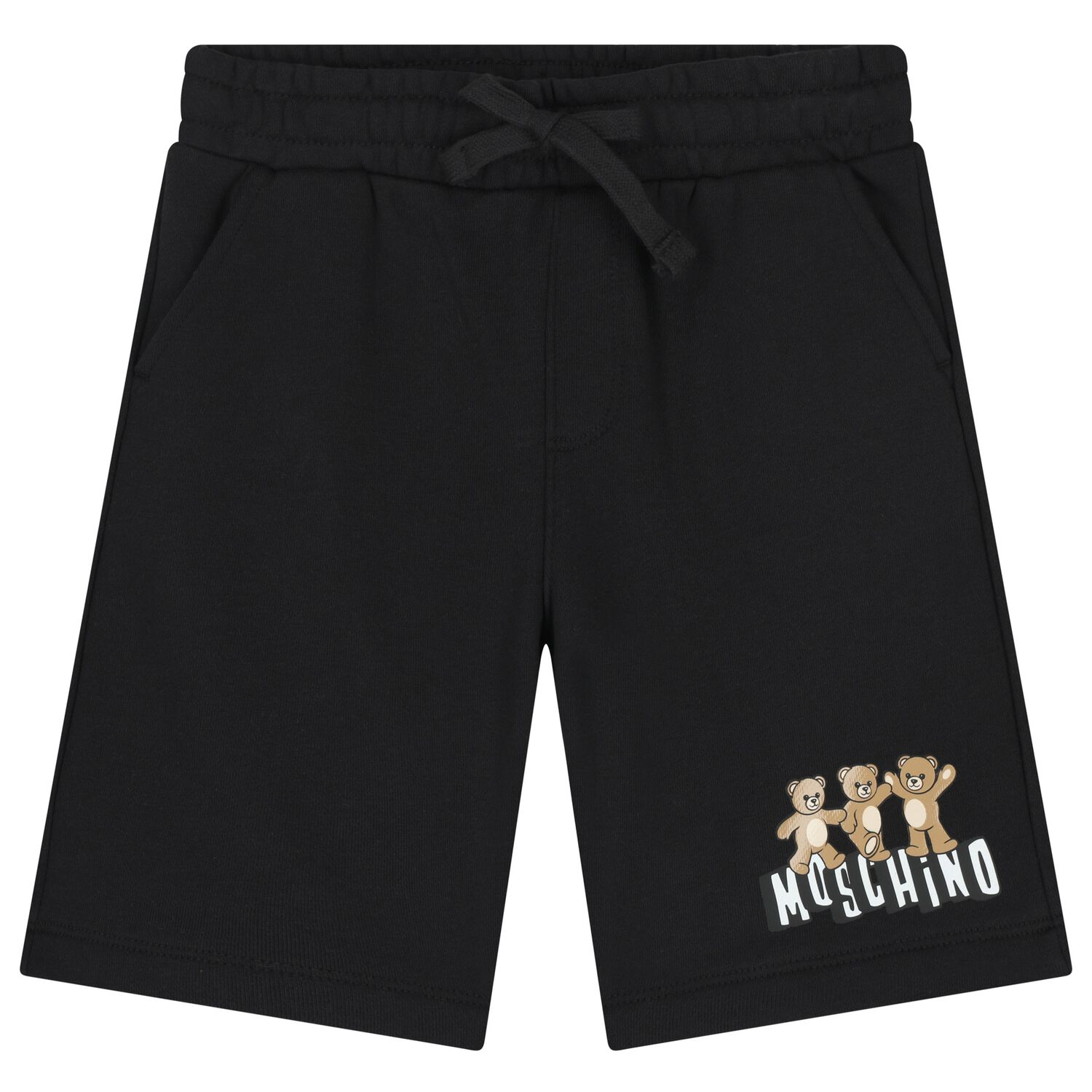 Boys Black Teddy Bear Logo Shorts, 5, hi-res