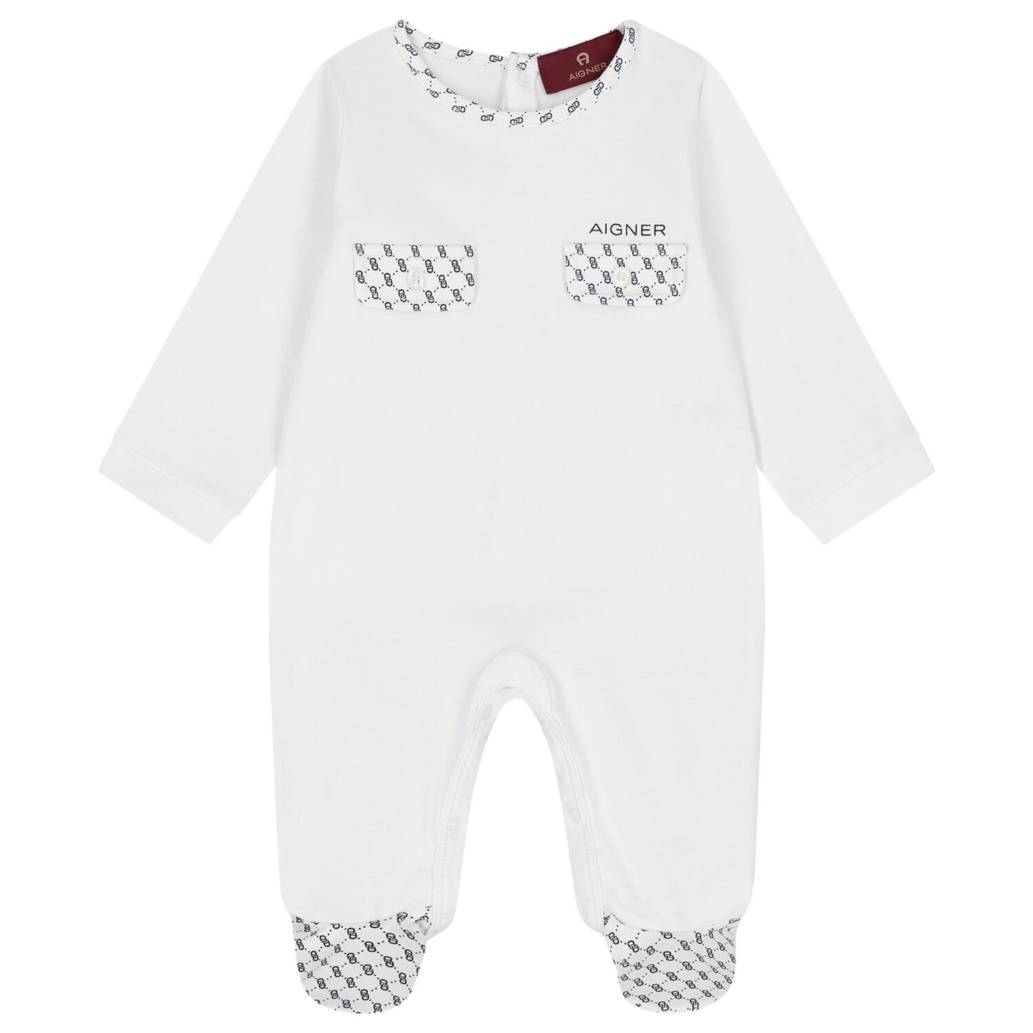 Baby Boys White & Navy Blue Logo Babygrow Gift Set, 1, hi-res