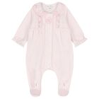 Baby Girls Pink Embroidered Collar Babygrow, 2, hi-res