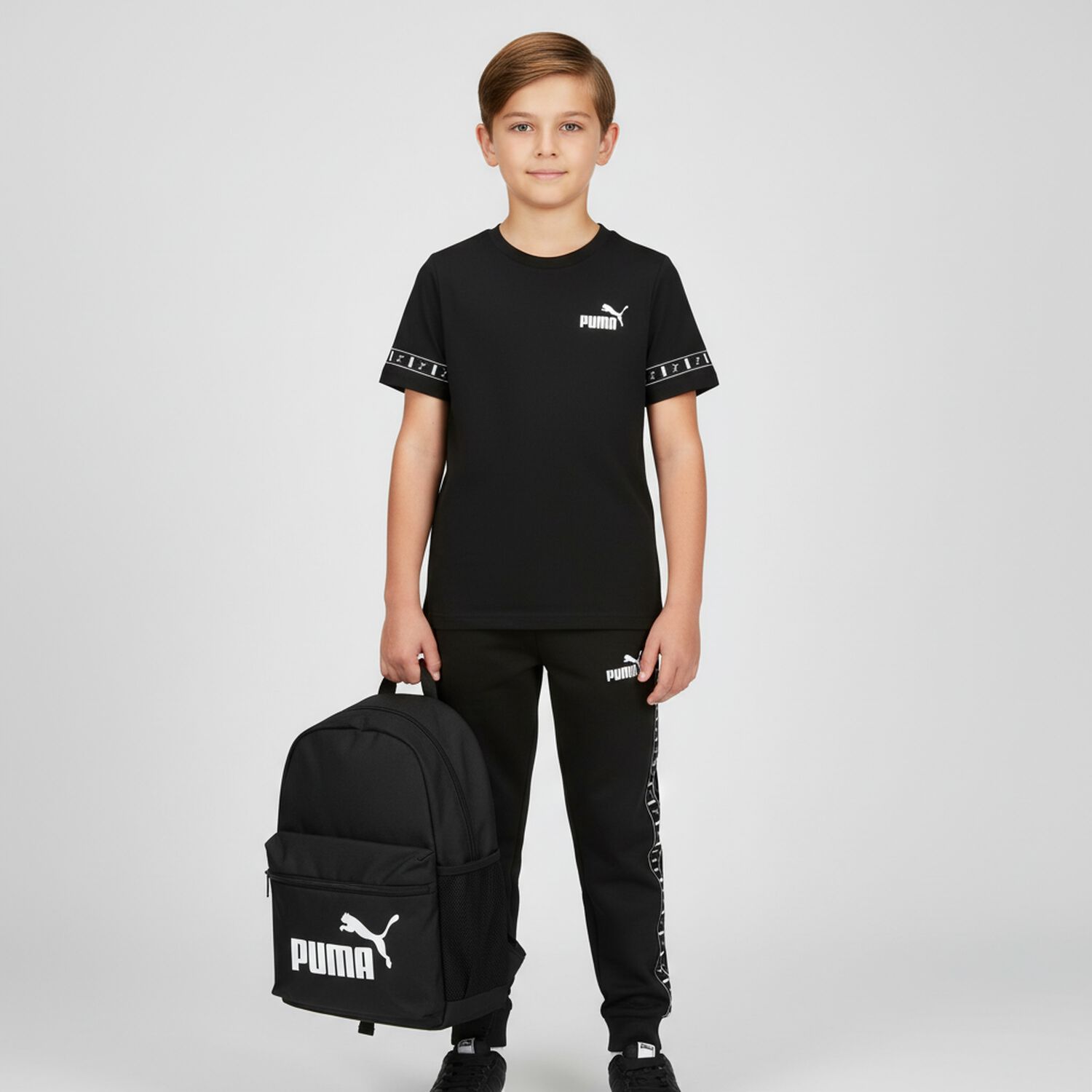 Boys Black Logo T-Shirt, 1, hi-res