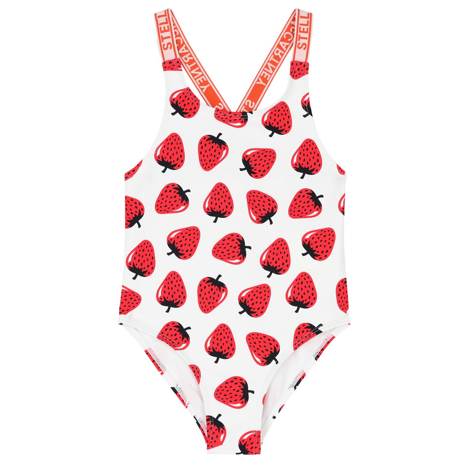 مايوة سباحة باللون الأبيض بطبعة الفراولة للبنات, 1, hi-res image number null