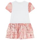 Girls White & Pink Geo Map Dress, 1, hi-res