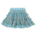 Girls Blue & Gold Hearts Tulle Skirt, 1, hi-res