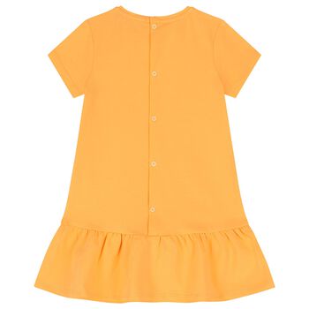 فستان بنات بشعار حقيبة باللون البرتقالى
