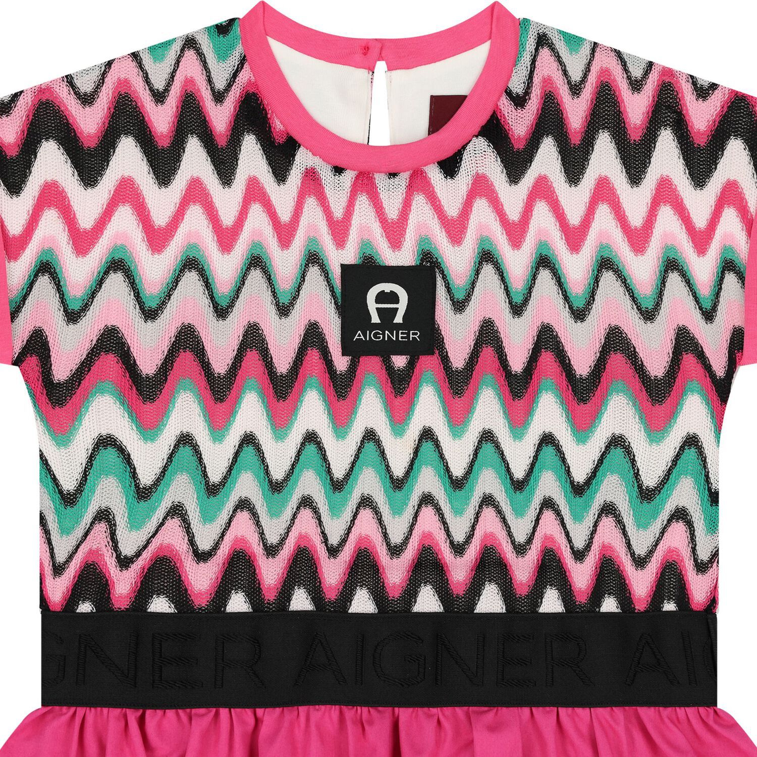 فستان بنات دانتيل بالشعار باللون الوردي, 1, hi-res