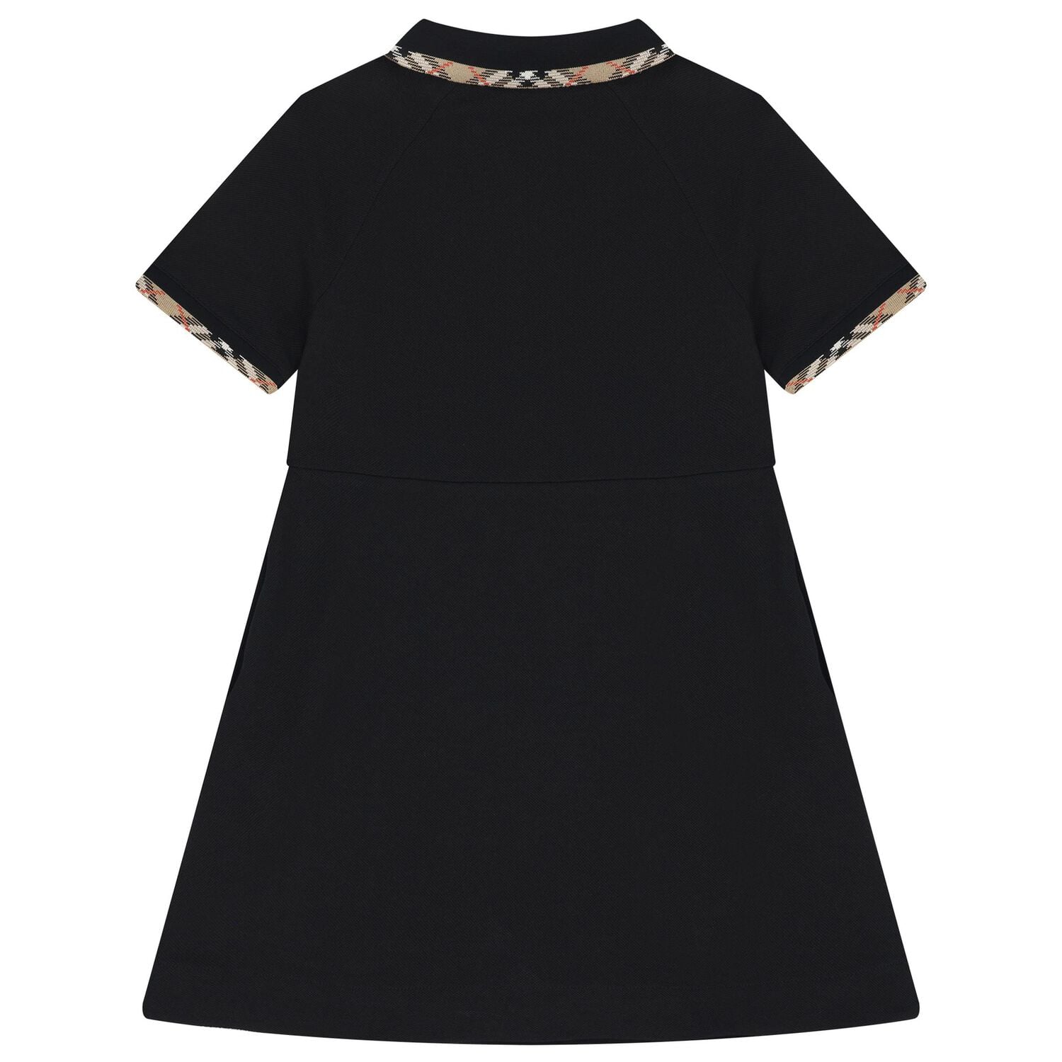 Girls Black Check Polo Dress, 1, hi-res
