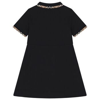 Girls Black Check Polo Dress
