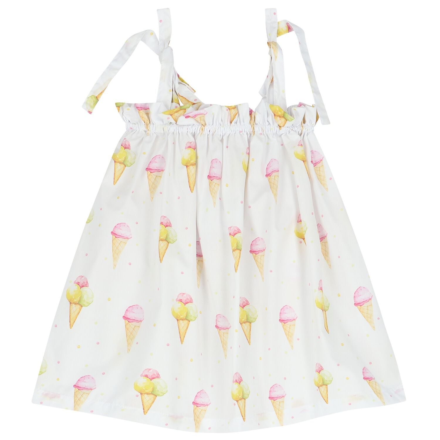 Girls White Ice Creams Beach Dress, 3, hi-res image number null
