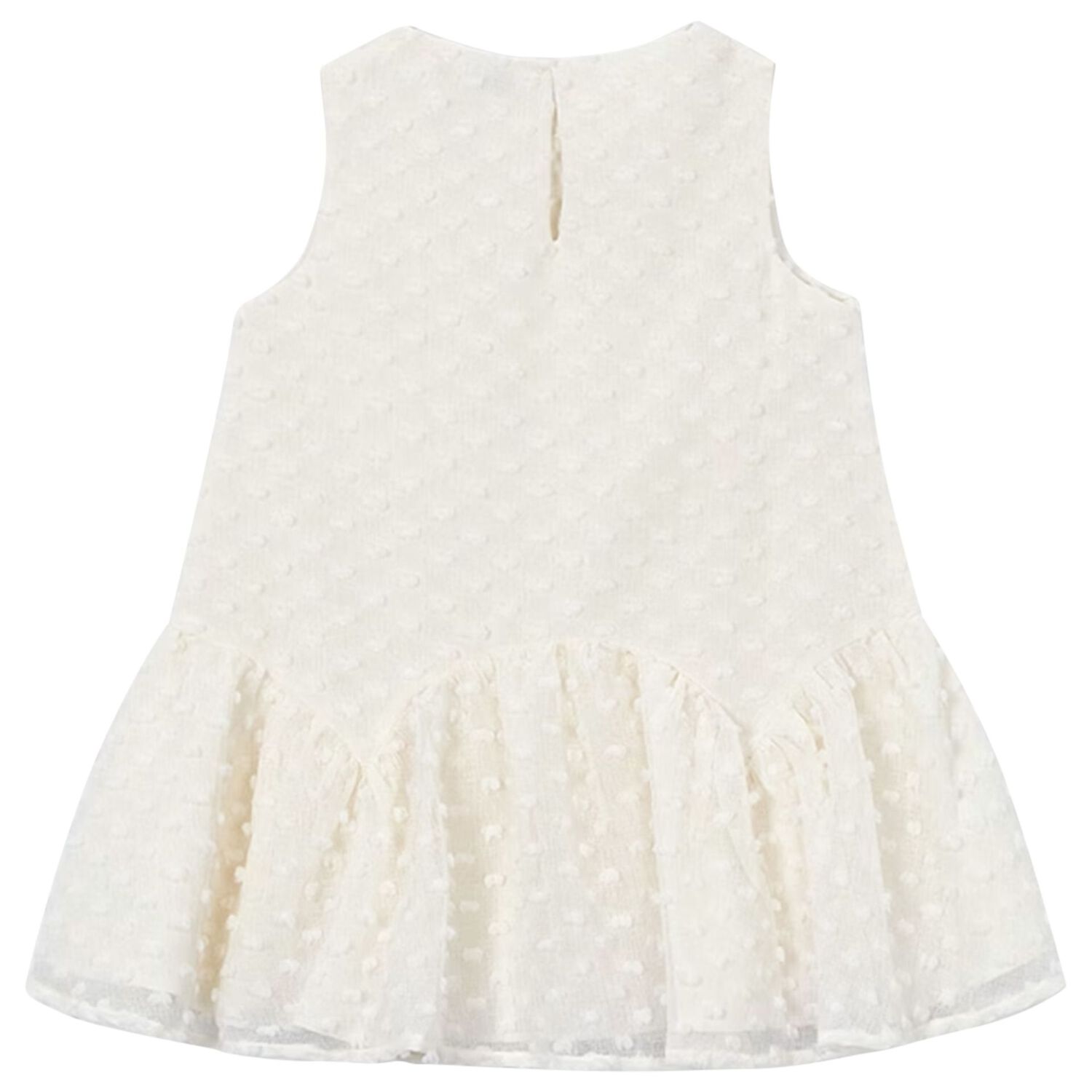 Girls White Sleeveless Tiered Dress, 1, hi-res
