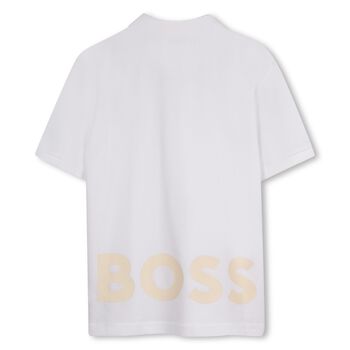 Boys White Logo Polo Shirt
