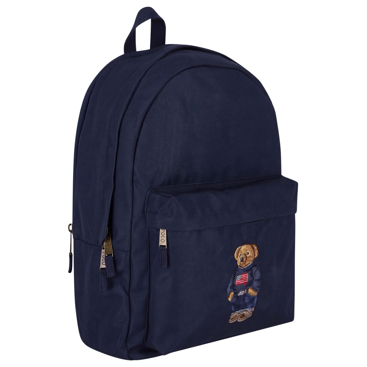 Boys Navy Blue Canvas Polo Bear Backpack ( 44cm ), 2, hi-res