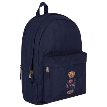 Boys Navy Blue Canvas Polo Bear Backpack ( 44cm )