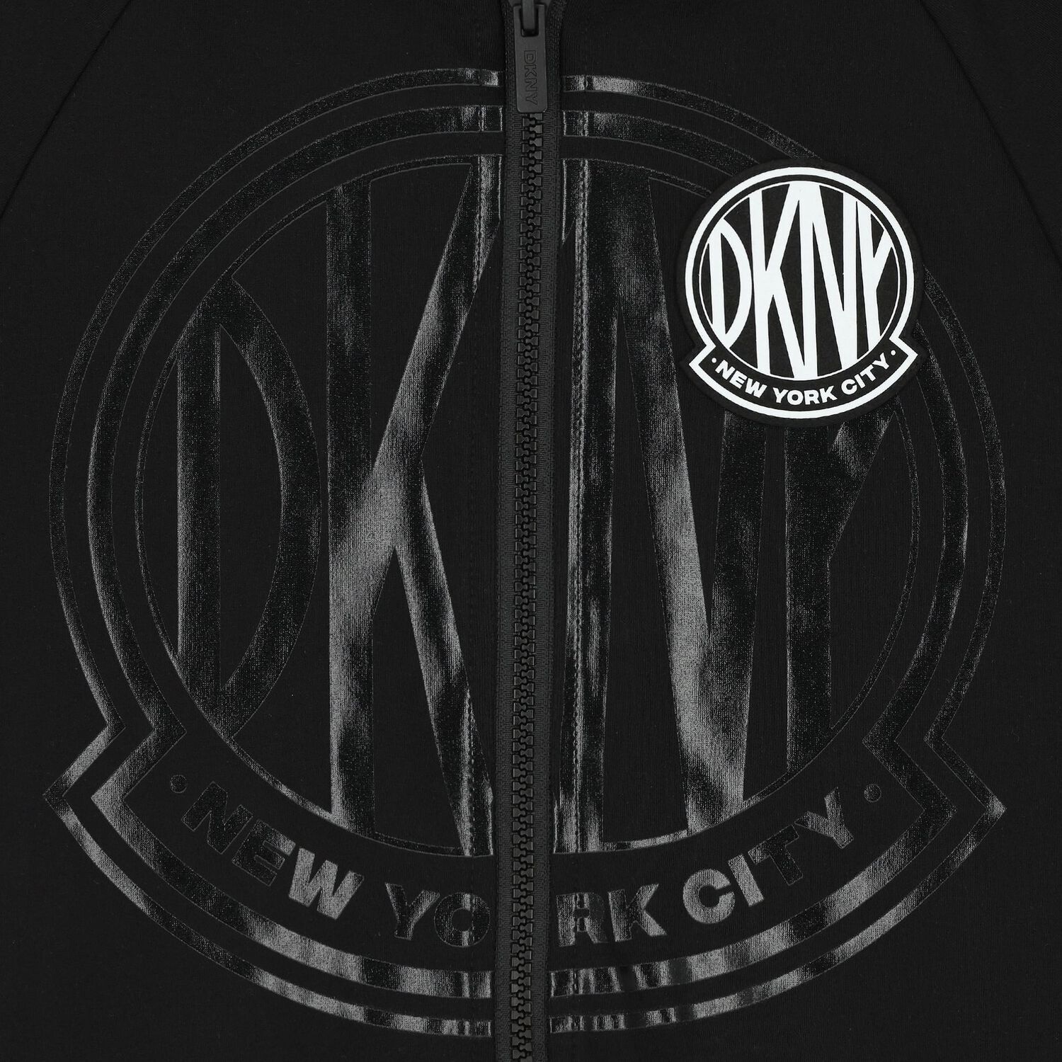 توب هودي بسحاب بالشعار باللون الأسود, 1, hi-res