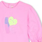 Younger Girls Pink Heart Long Sleeeve Top, 1, hi-res