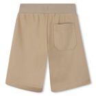 Boys Beige Logo Shorts, 2, hi-res