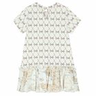 فستان بالشعار باللون الابيض للبنات, 1, hi-res