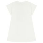 فستان مزين بشعار زهرة بوكيه باللون الابيض للبنات , 1, hi-res