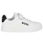 Boys White Logo Trainers, 2, hi-res