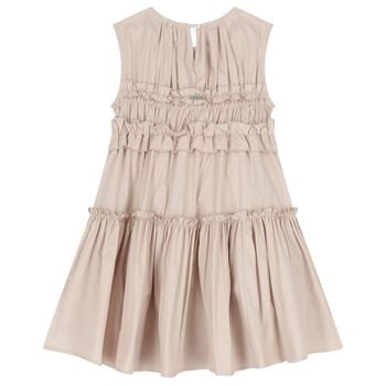 Girls Gold Poplin Ruffle Dress
