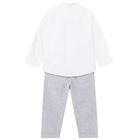 Younger Boys White & Blue Trouser Set, 1, hi-res
