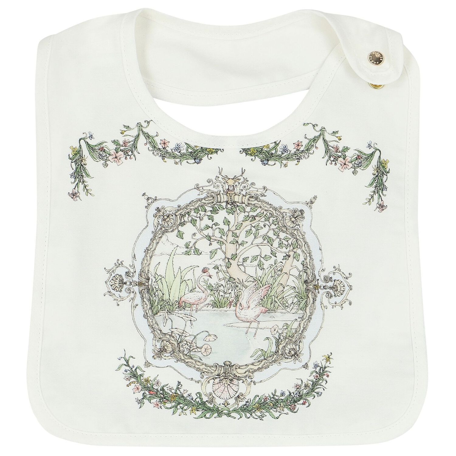 Ivory & Blue Tapestry Baby Swaddle & Bib Gift Set, 1, hi-res image number null