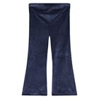 Younger Girls Navy Blue Velour Leggings, 1, hi-res