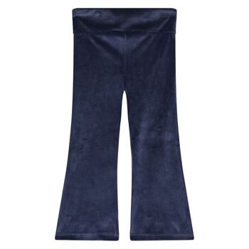 Younger Girls Navy Blue Velour Leggings